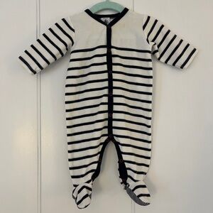 Petit Bateau Baby Snap Front Velour Footie